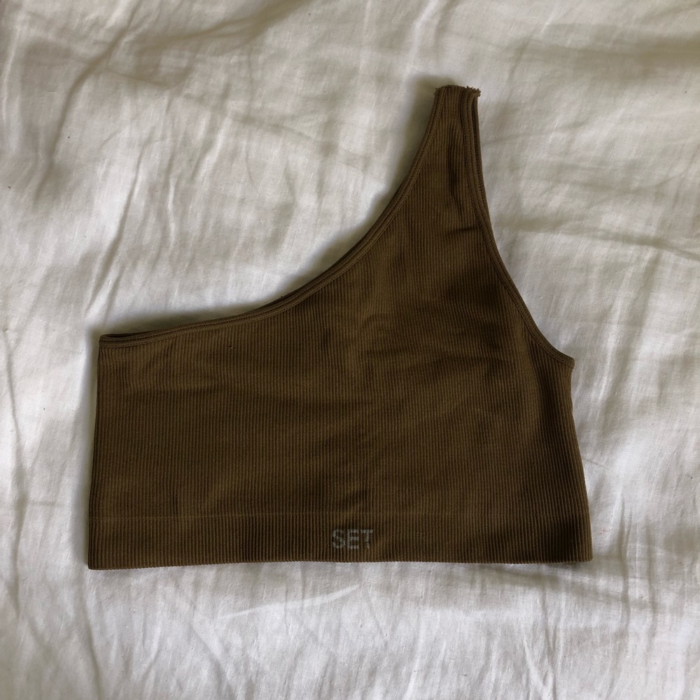 active sculptflex ribbed one shoulder bra - penny